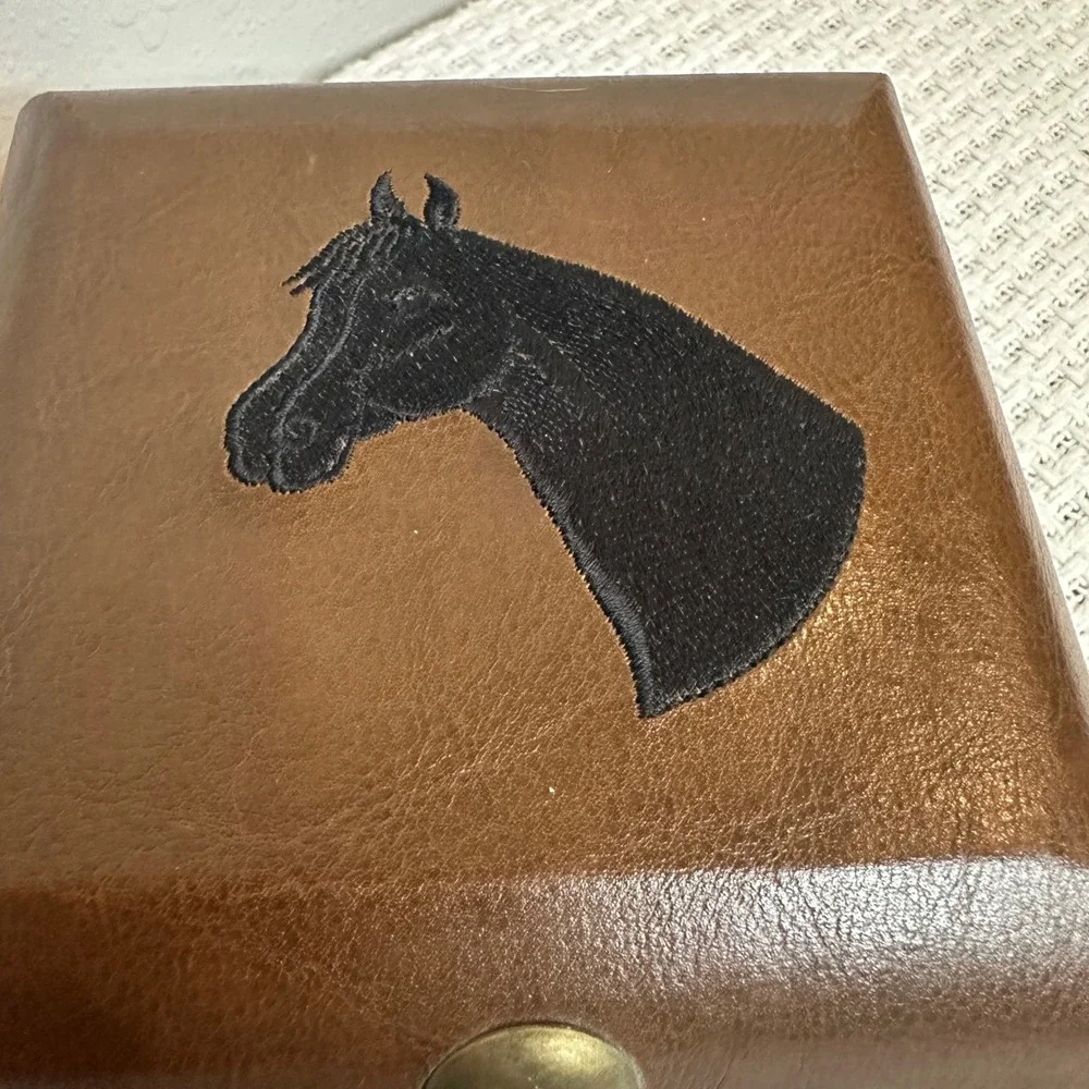 Equestrian Jewelry Box Brown Horse Tassel Dark Academia Velvet Western Cowgirl